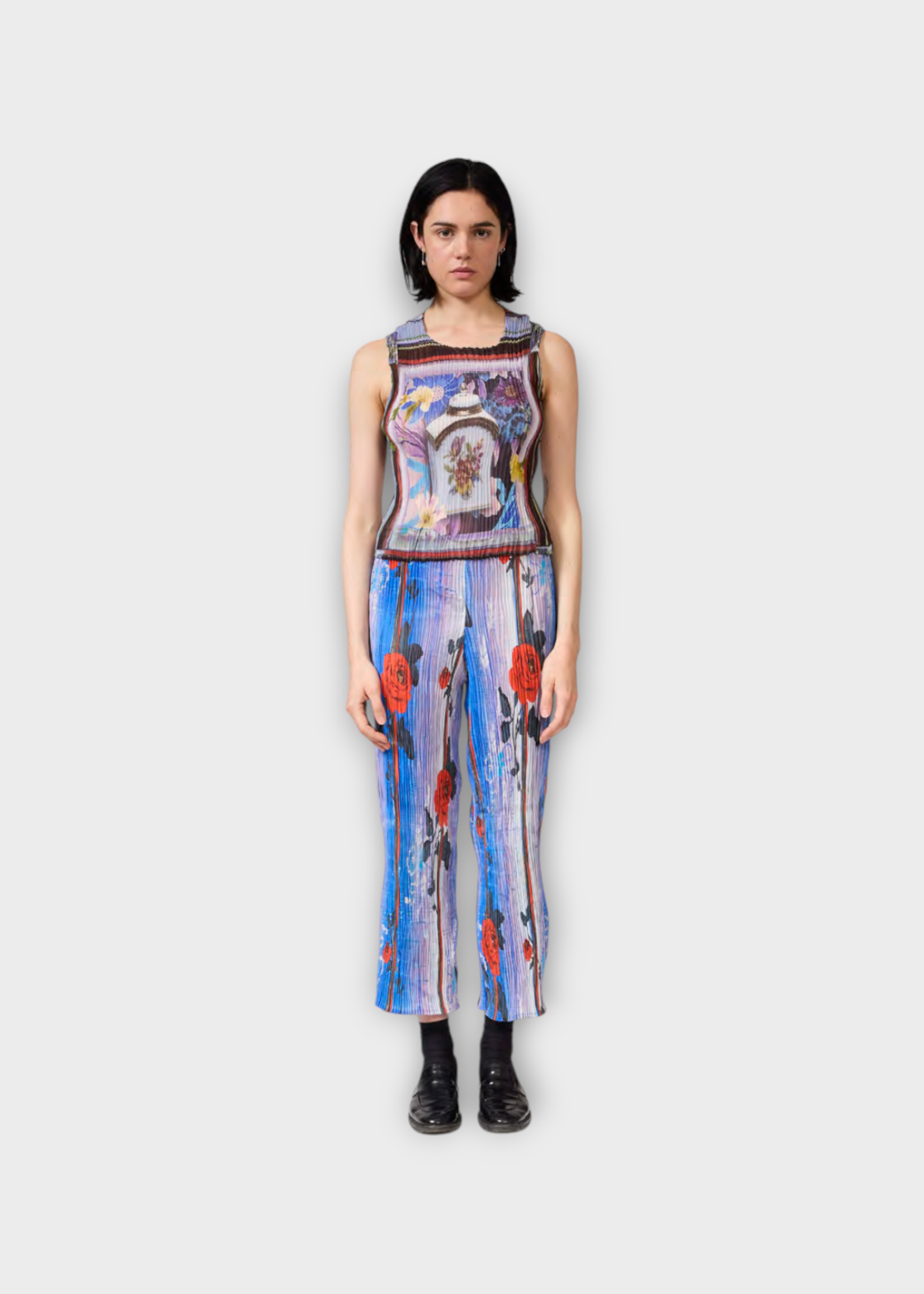 Julia Heuer Julia Heuer Top, Print, Thelma Sleeveless Hand Pleated Top w/ Alice Print