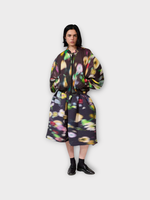 Julia Heuer Julia Heuer Coat, Print, Bexter Hand Pleated Bomber Zip Up Jacket w/ Mayu Print