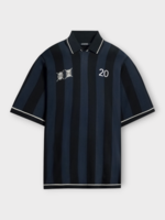 Jacquemus Jacquemus Polo, Navy, Le Polo Liga Loose Fit Collared Striped Jacquard Polo in Dark Navy