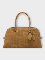 Jacquemus Jacquemus Bag, Brown, Le Turismo Crocodile Embossed Leather Bowling Bag In Camel