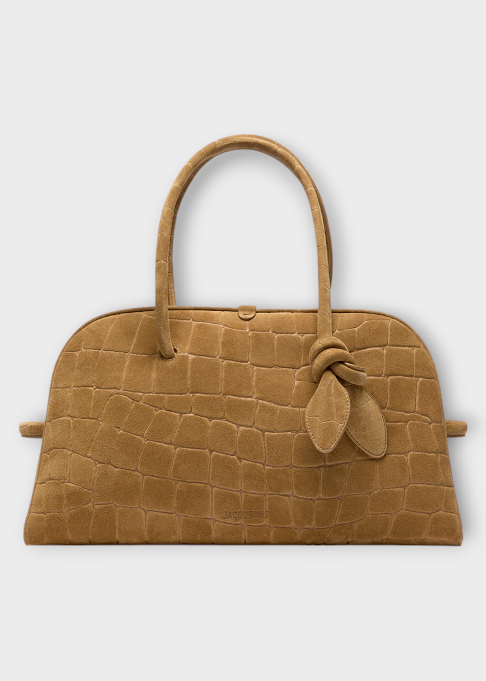 Jacquemus Jacquemus Bag, Brown, Le Turismo Crocodile Embossed Leather Bowling Bag In Camel