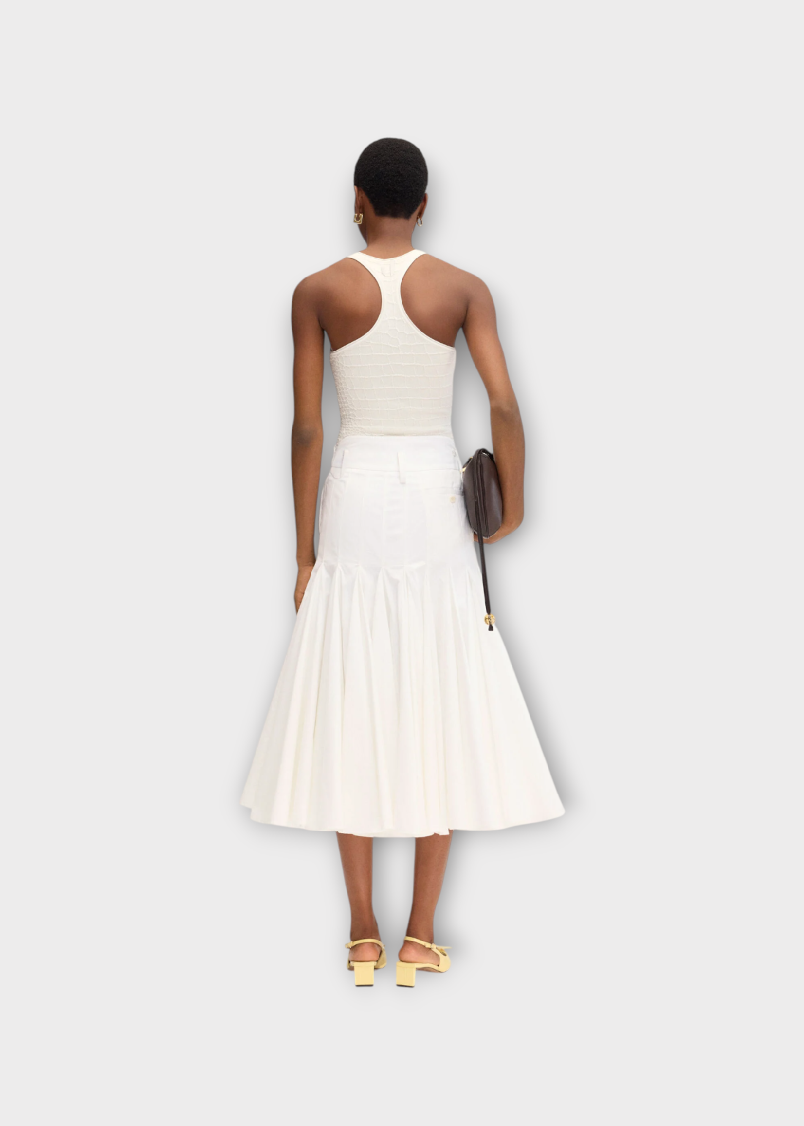 Jacquemus Jacquemus Skirt, White, La Jupe Agave Cotton High Waist Flared Midi Skirt In White