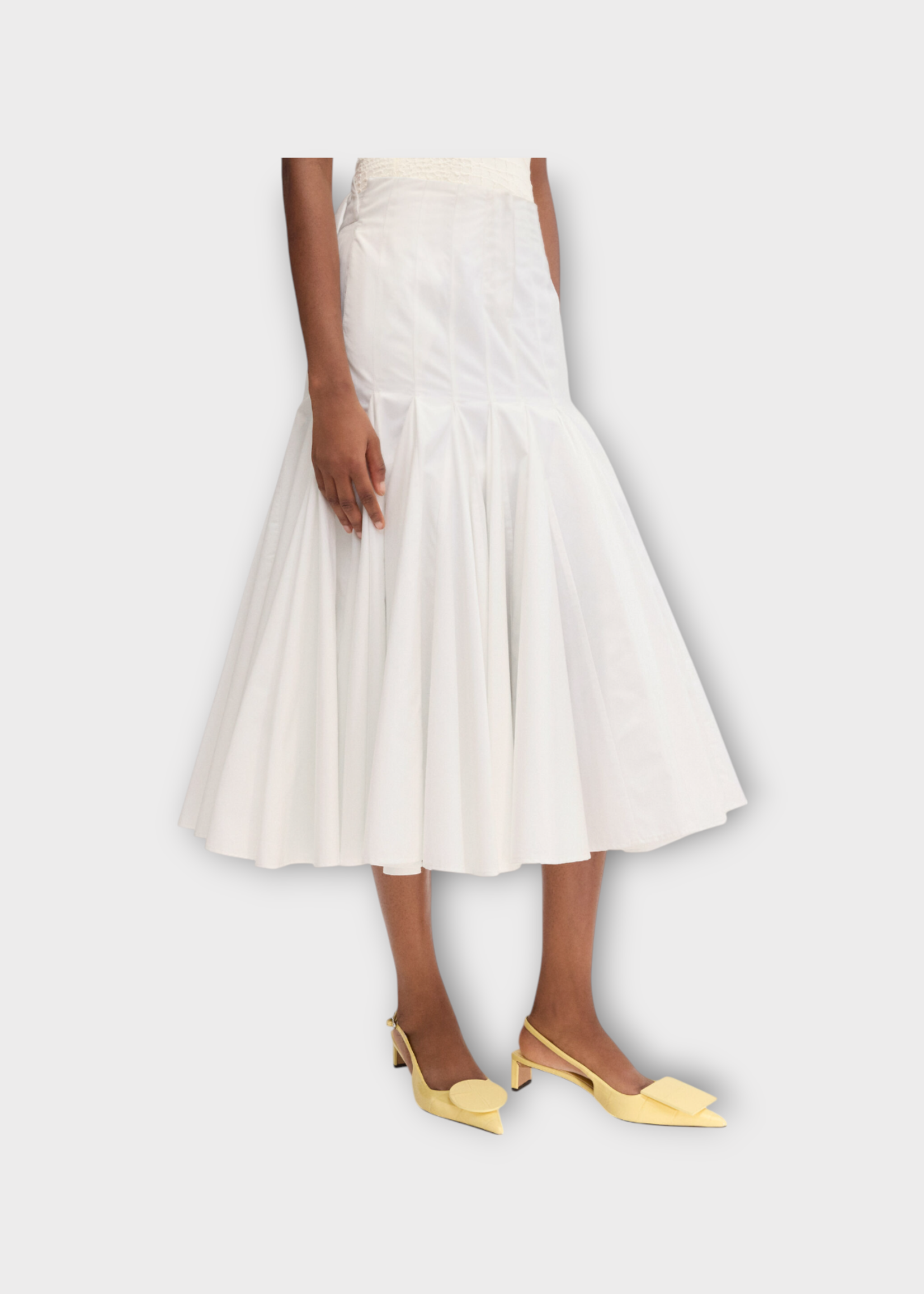 Jacquemus Jacquemus Skirt, White, La Jupe Agave Cotton High Waist Flared Midi Skirt In White