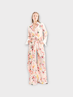 Marques' Almeida Marques Almeida Trousers, Pink, Cotton Drawstring Waist Voluminous Jogger Pants In Pink w/ Floral Print