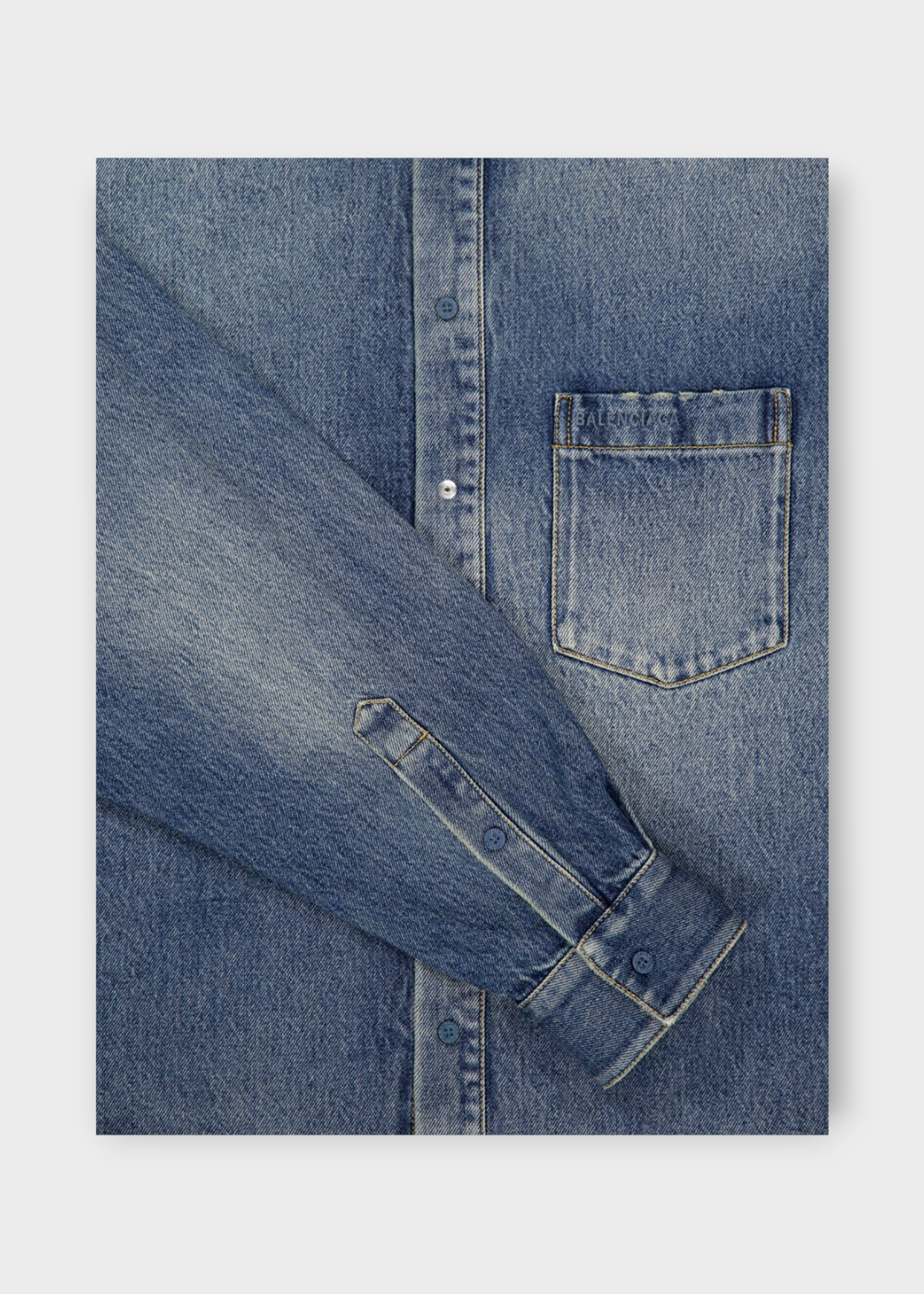 Balenciaga Balenciaga Shirt, Blue, Cotton Light Indigo Denim Regular Shirt In Sun Bleached Blue