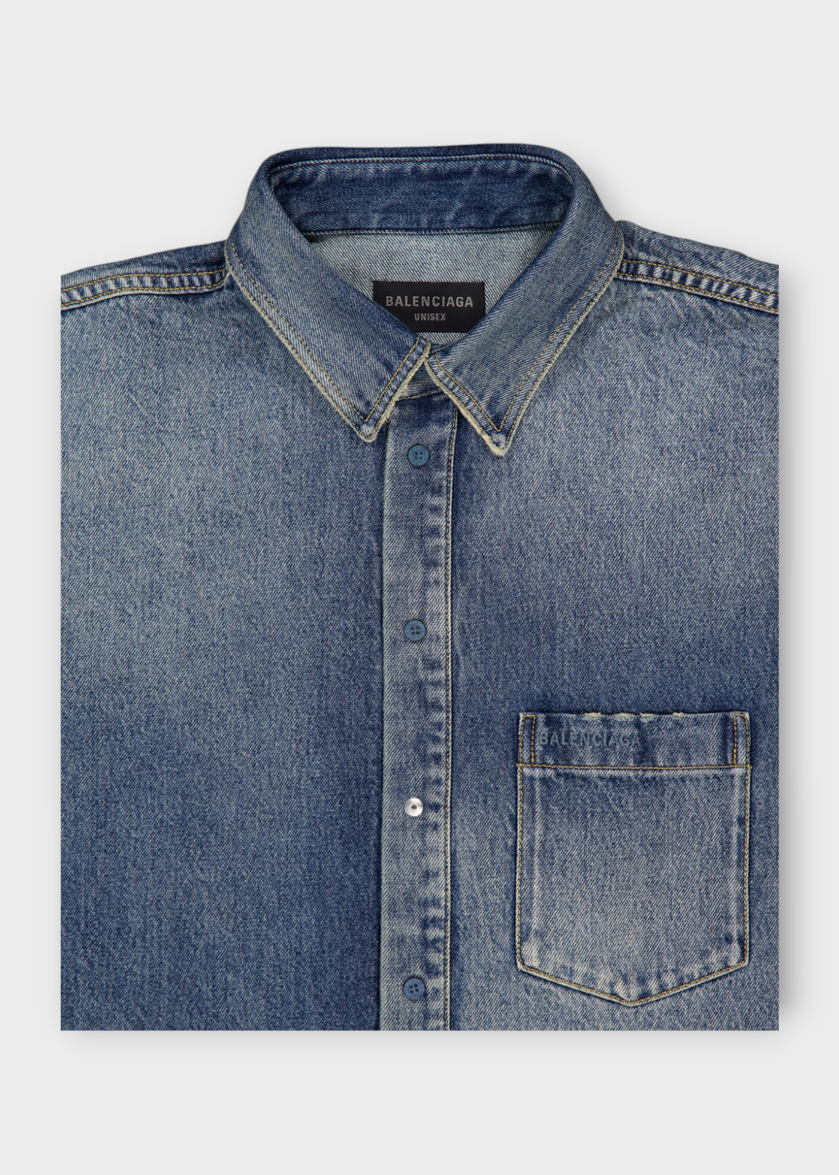 Balenciaga Balenciaga Shirt, Blue, Cotton Light Indigo Denim Regular Shirt In Sun Bleached Blue