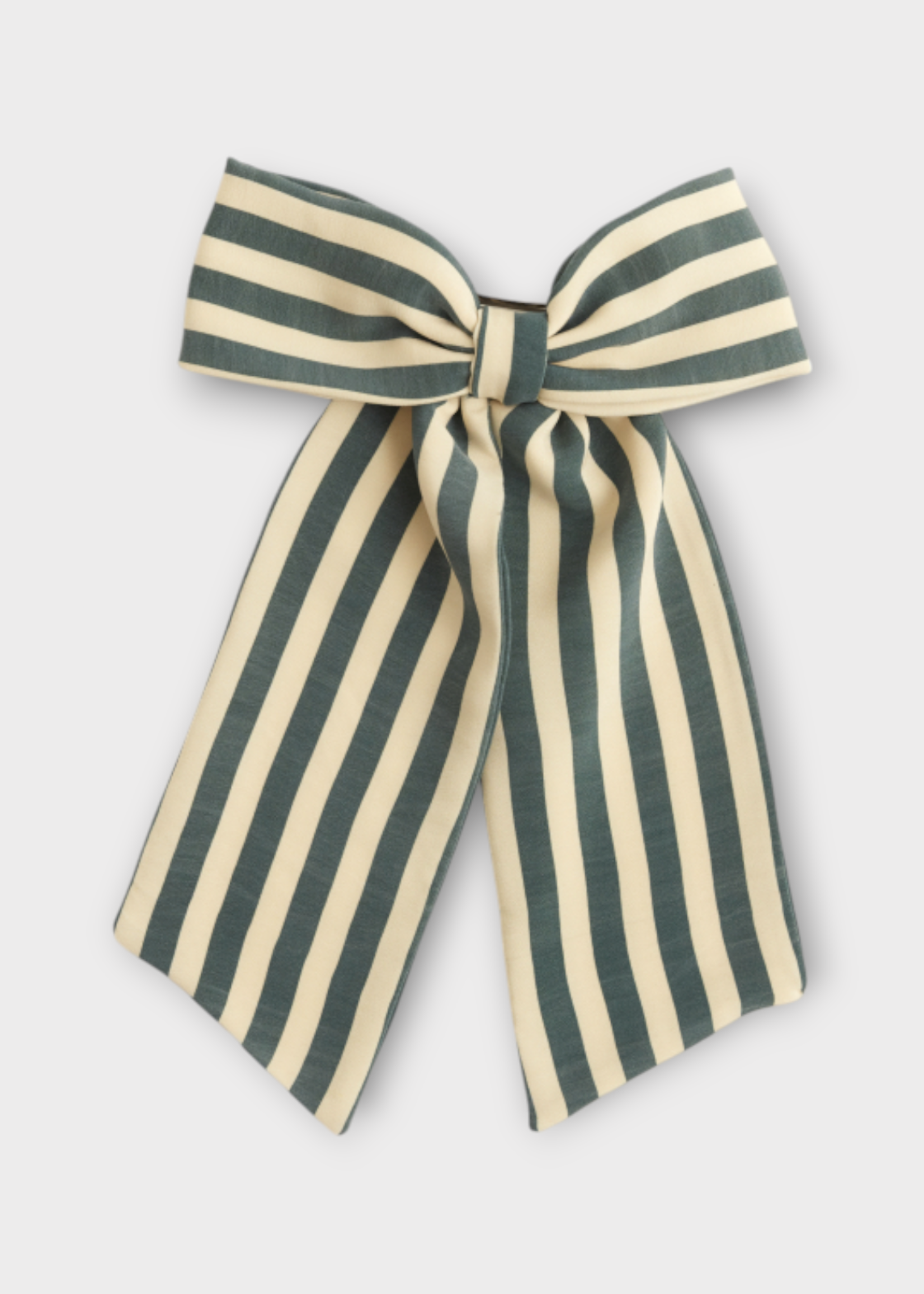 Bode Bode Accessory, Multi, Soda Stripe Bow Barrette Hair Clip In Green & Cream