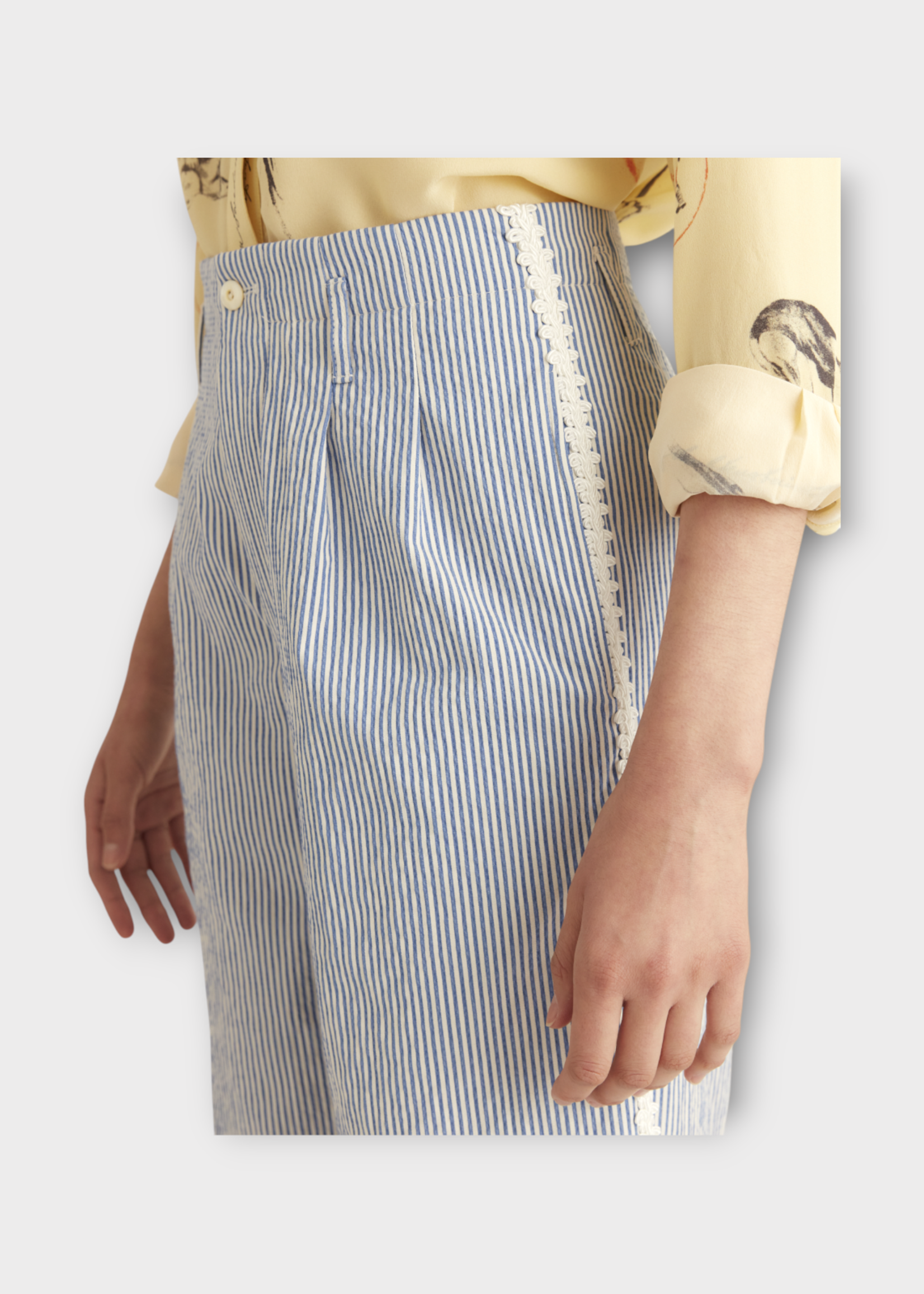Bode Bode Trousers, Multi, Club Stripe Murray Wide Leg Relaxed Fit Trousers In Blue & White