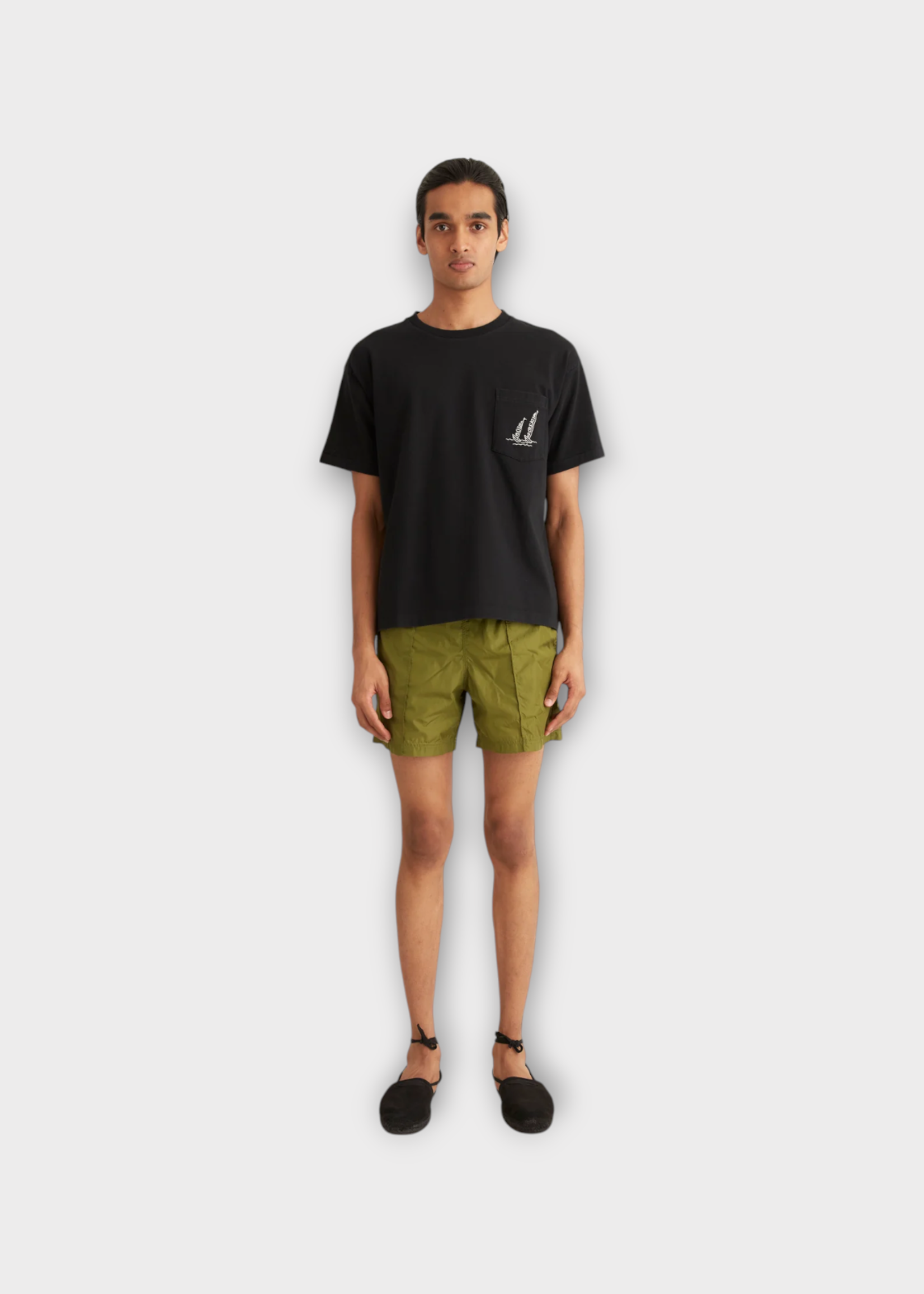 Bode Bode T-Shirt, Black, Recreation Sails Chest Pocket T-Shirt