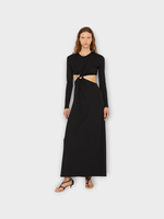 Christopher Esber Christopher Esber Dress, Black, S-Buckle Crew Neck Long Sleeve Midi Dress In Black w/ Stone Detail