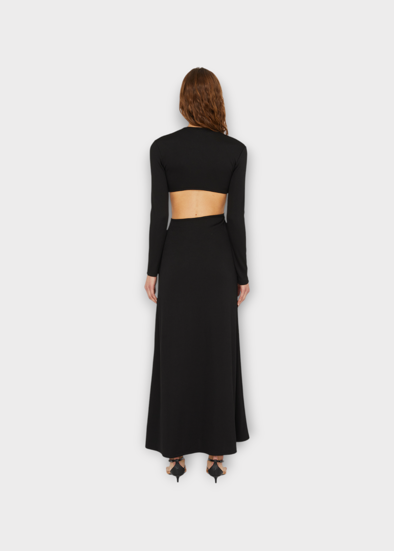 Christopher Esber Christopher Esber Dress, Black, S-Buckle Crew Neck Long Sleeve Midi Dress In Black w/ Stone Detail