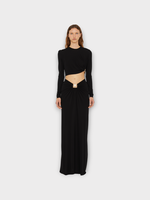 Christopher Esber Christopher Esber Skirt, Black, Slim Fit Ruched Long Skirt In Black w/ Bezel Quartz Detail