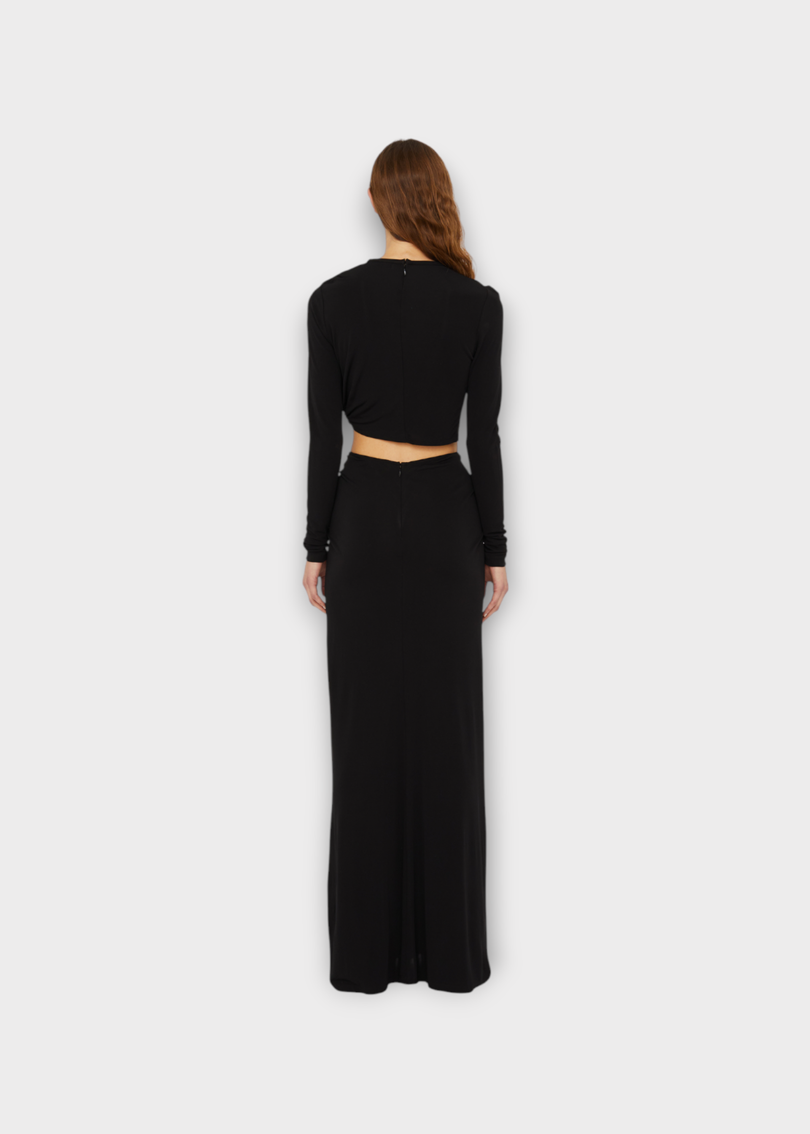 Christopher Esber Christopher Esber Skirt, Black, Slim Fit Ruched Long Skirt In Black w/ Bezel Quartz Detail