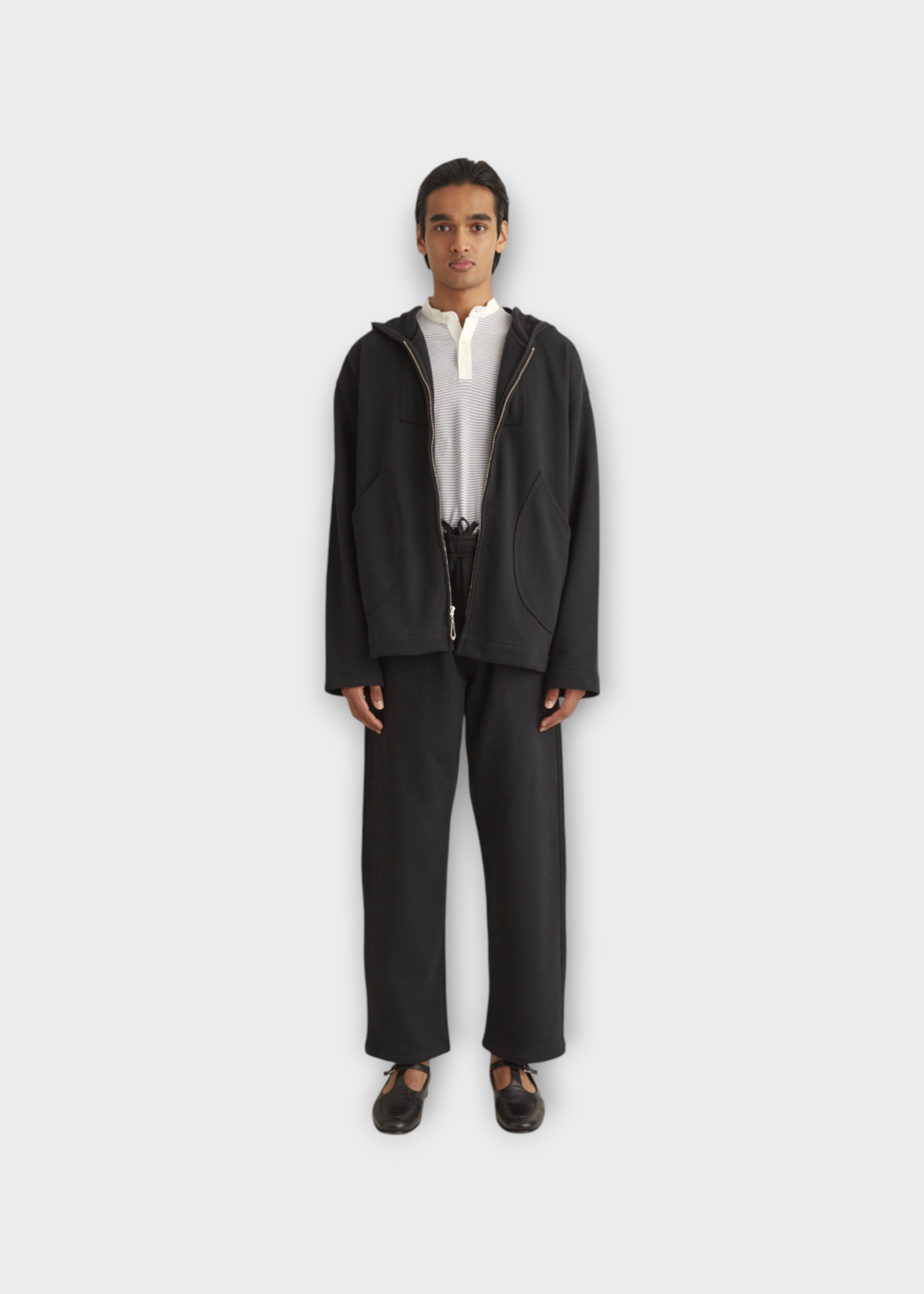 Bode Bode Sweatshirt, Black, Sideline Oversized Hooded Zip Up Sweatshirt