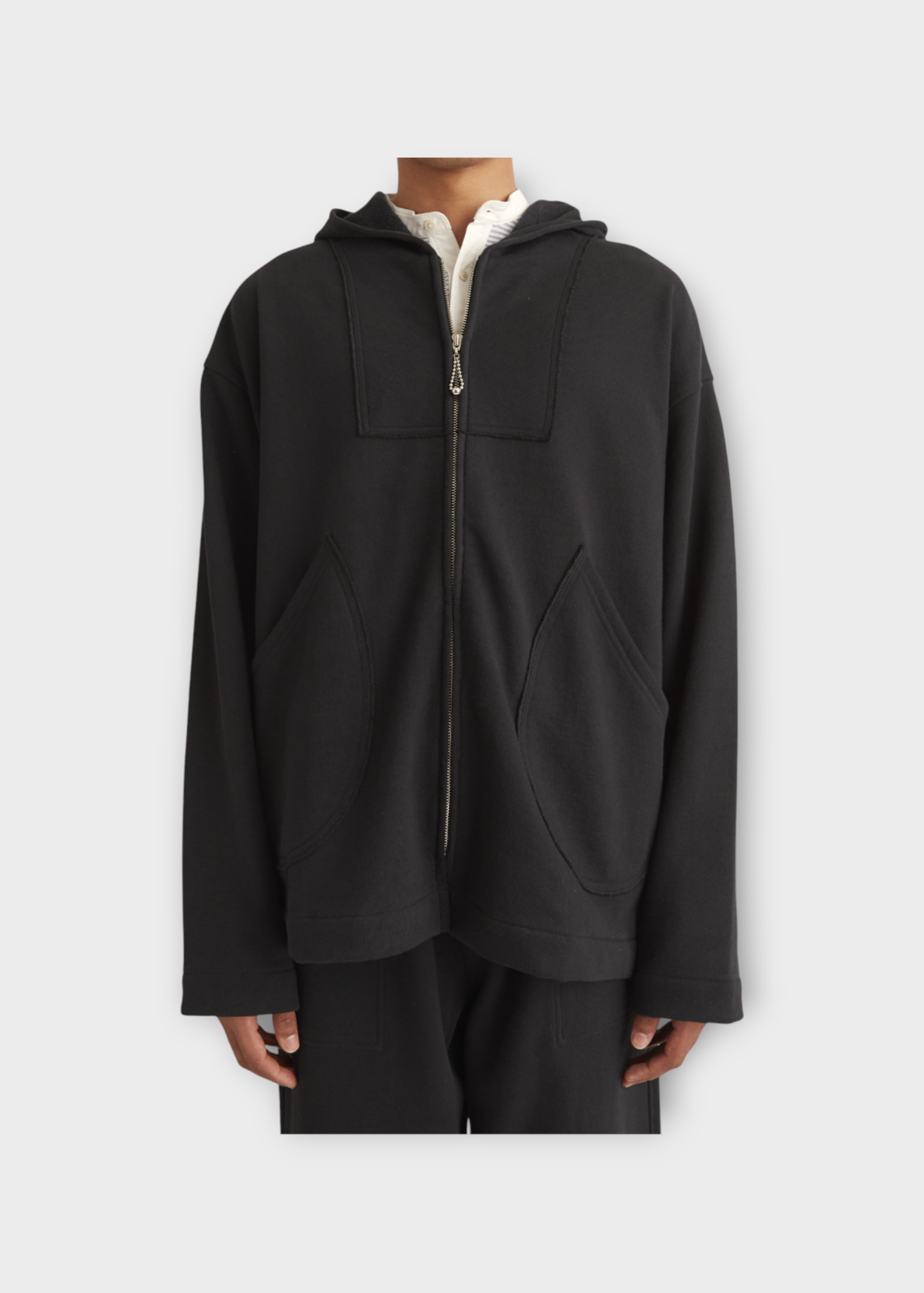 Bode Bode Sweatshirt, Black, Sideline Oversized Hooded Zip Up Sweatshirt