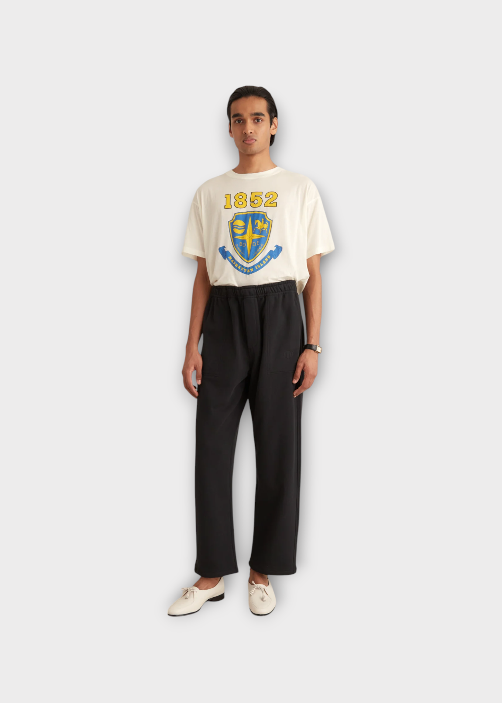 Bode Bode Sweatpants, Black, Sideline Elastic Waist Relaxed Fit Sweatpants