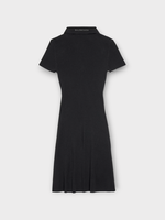 Balenciaga Balenciaga Dress, Black, Wool V-Neck Short Sleeve Classic Ribbed Knit Mini Polo Dress