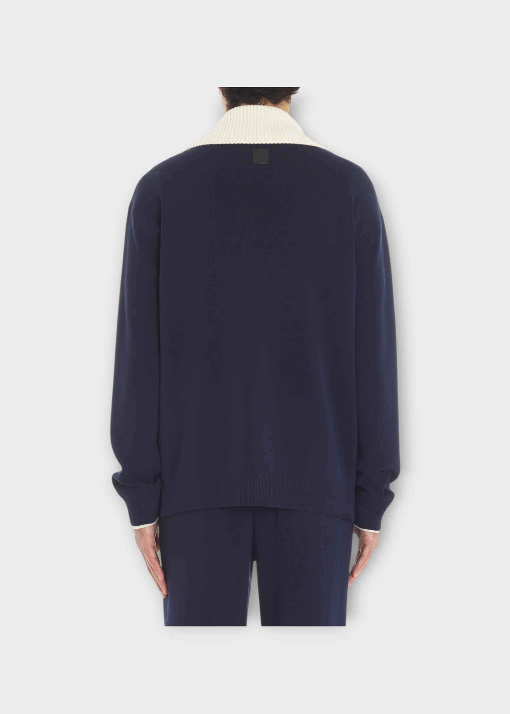 Lanvin Lanvin Knitwear, Navy, Two Layers V-Neck Buttoned Cardigan In Navy Blue w/ Pockets