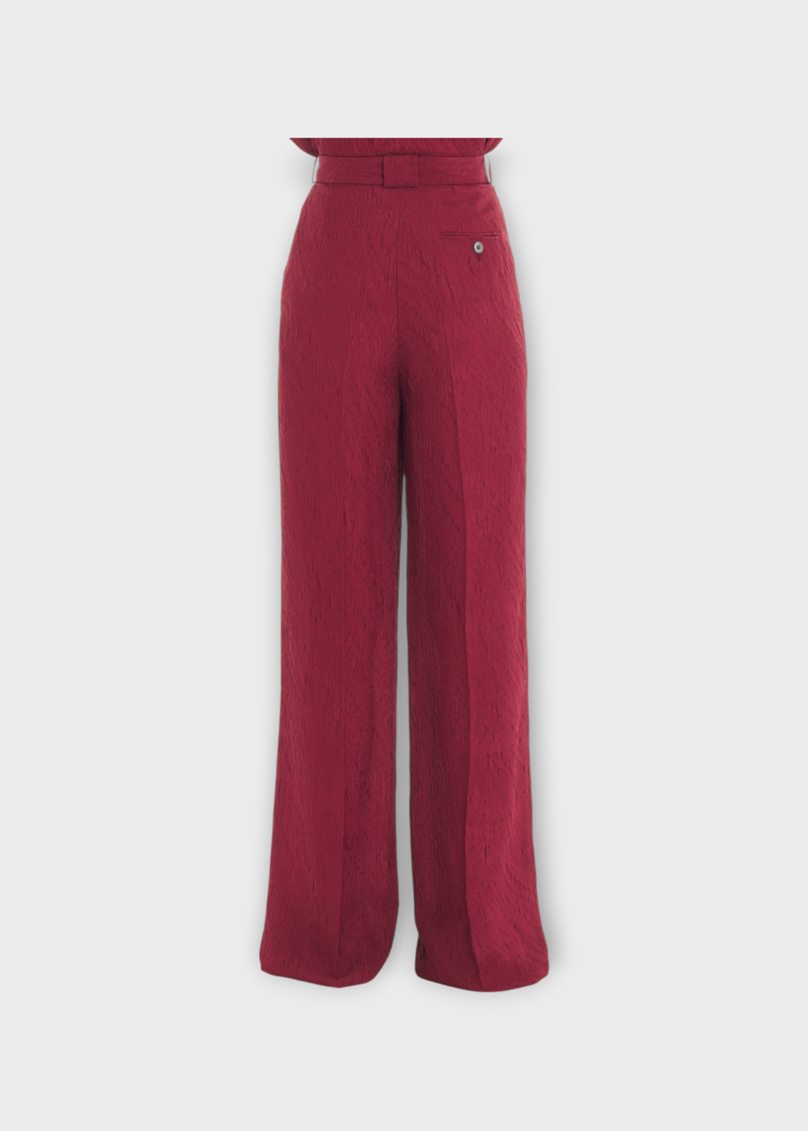 Lanvin Lanvin Trousers, Red, Textured High Waist Wide Leg Pleated Pants In Cinober