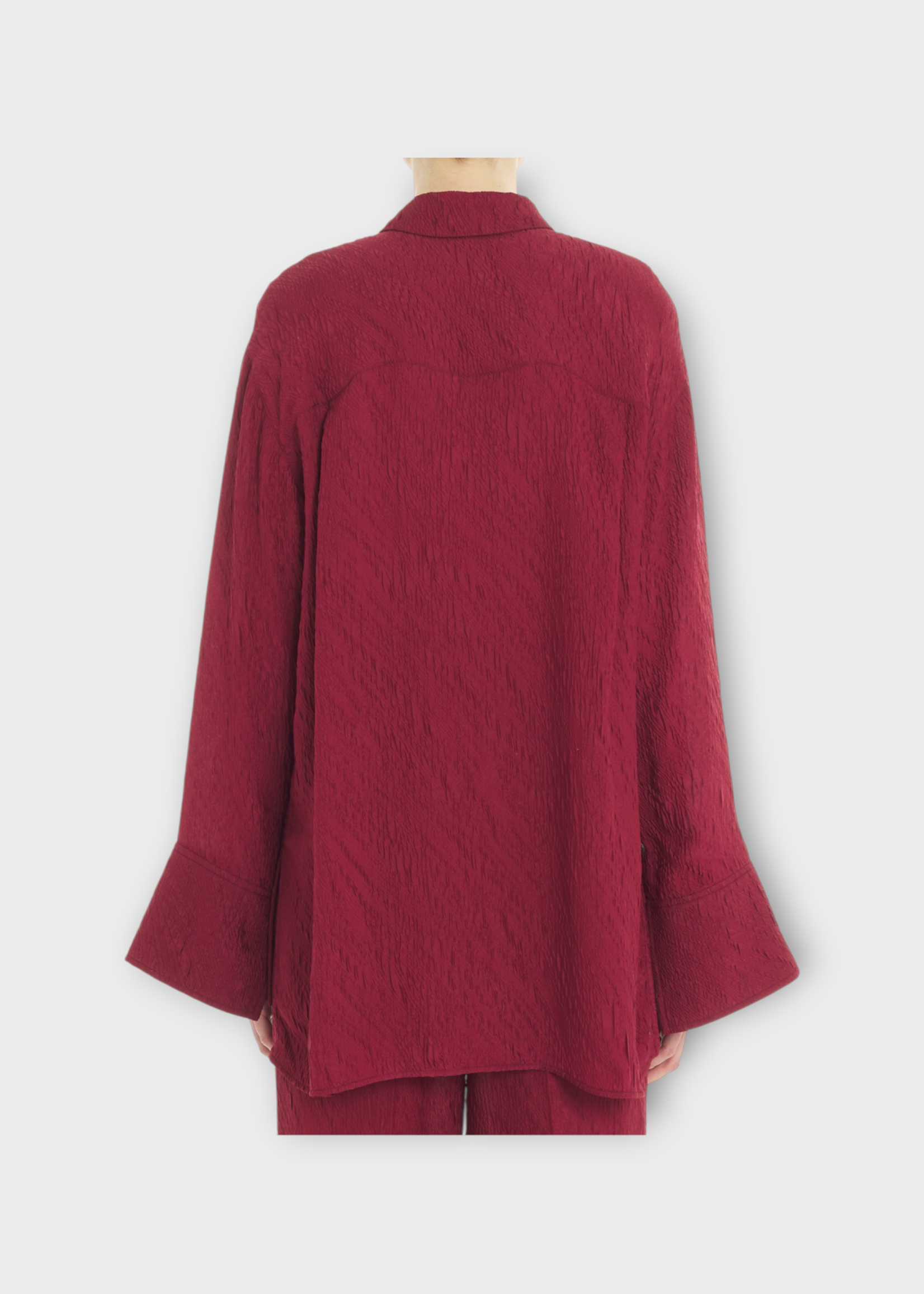 Lanvin Lanvin Shirt, Red, Textured Loose Fit Collared Shirt In Cinober