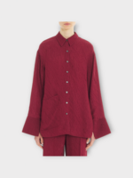 Lanvin Lanvin Shirt, Red, Textured Loose Fit Collared Shirt In Cinober