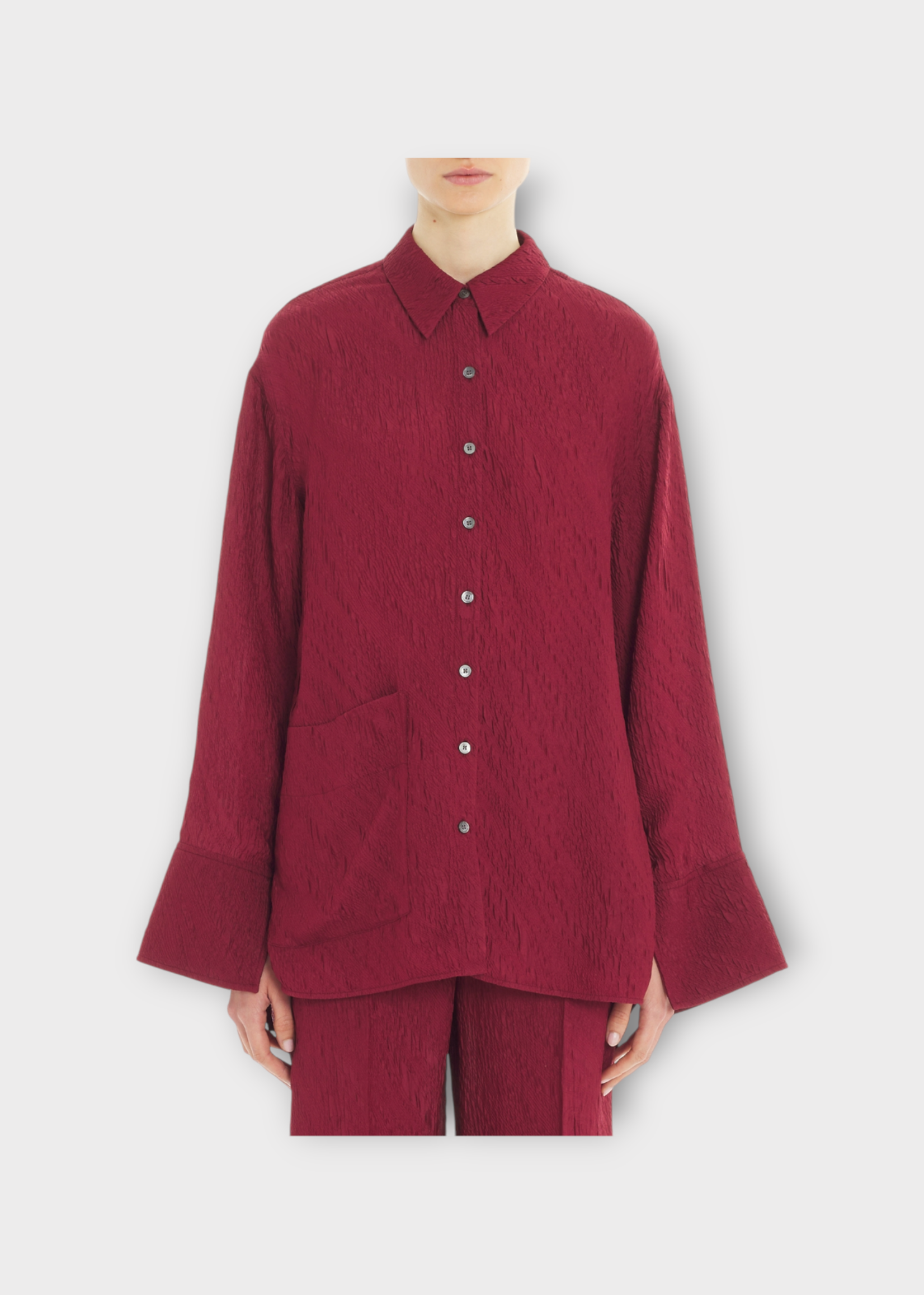 Lanvin Lanvin Shirt, Red, Textured Loose Fit Collared Shirt In Cinober