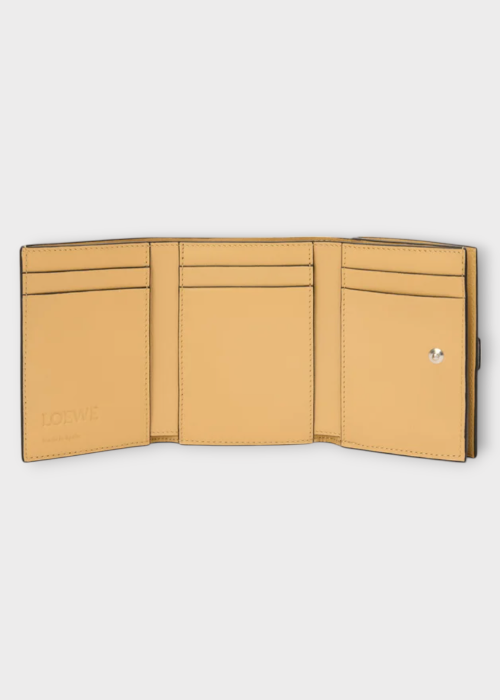 Loewe Loewe Wallet, Multi, Grained Calf Leather Trifold Wallet In Shell Grey Eucalyptus & Butter