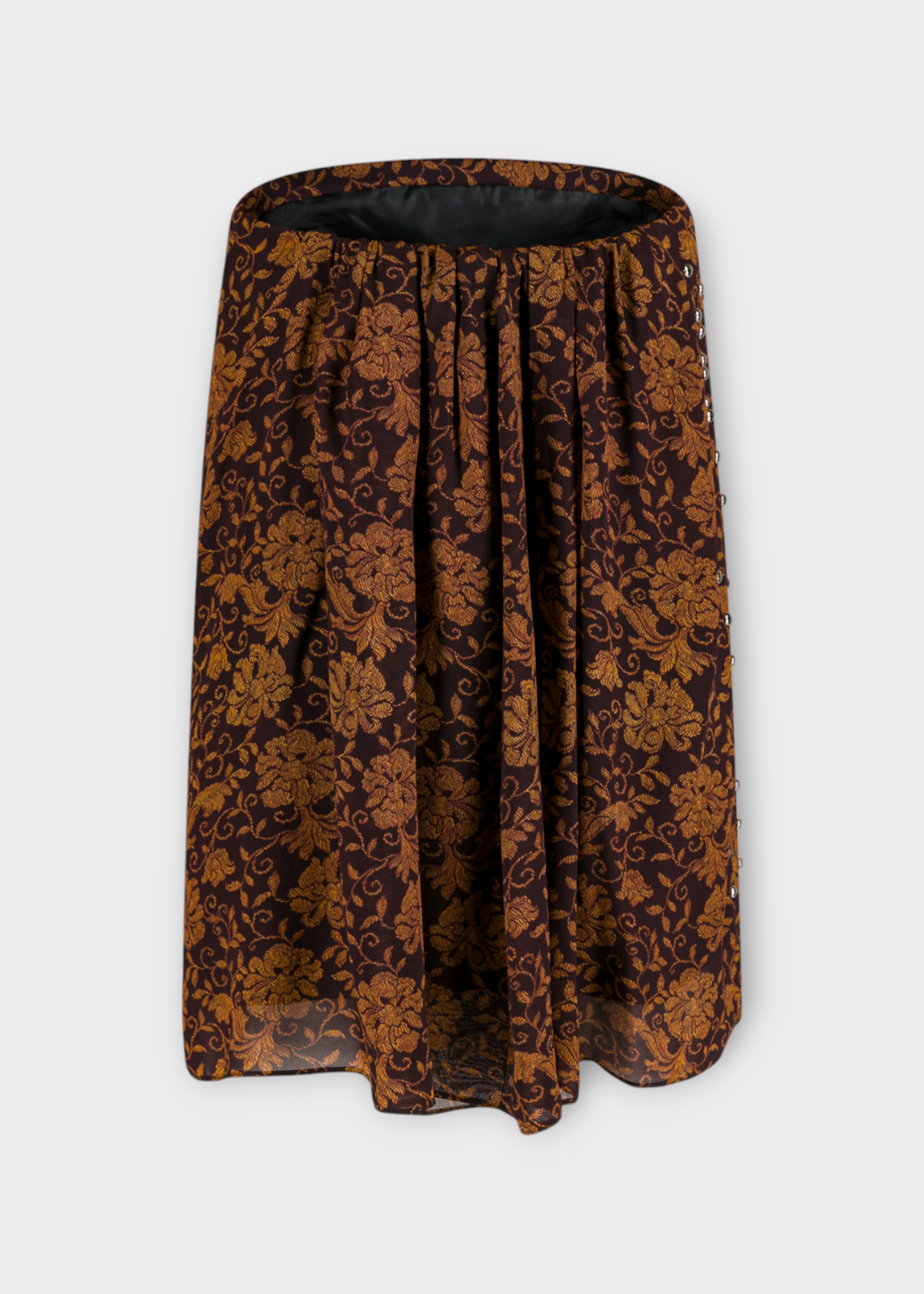Dries Van Noten Dries Van Noten Top, Brown, Coja Sleeveless Top in Dark Brown e Black w/ Floral Print & Studs