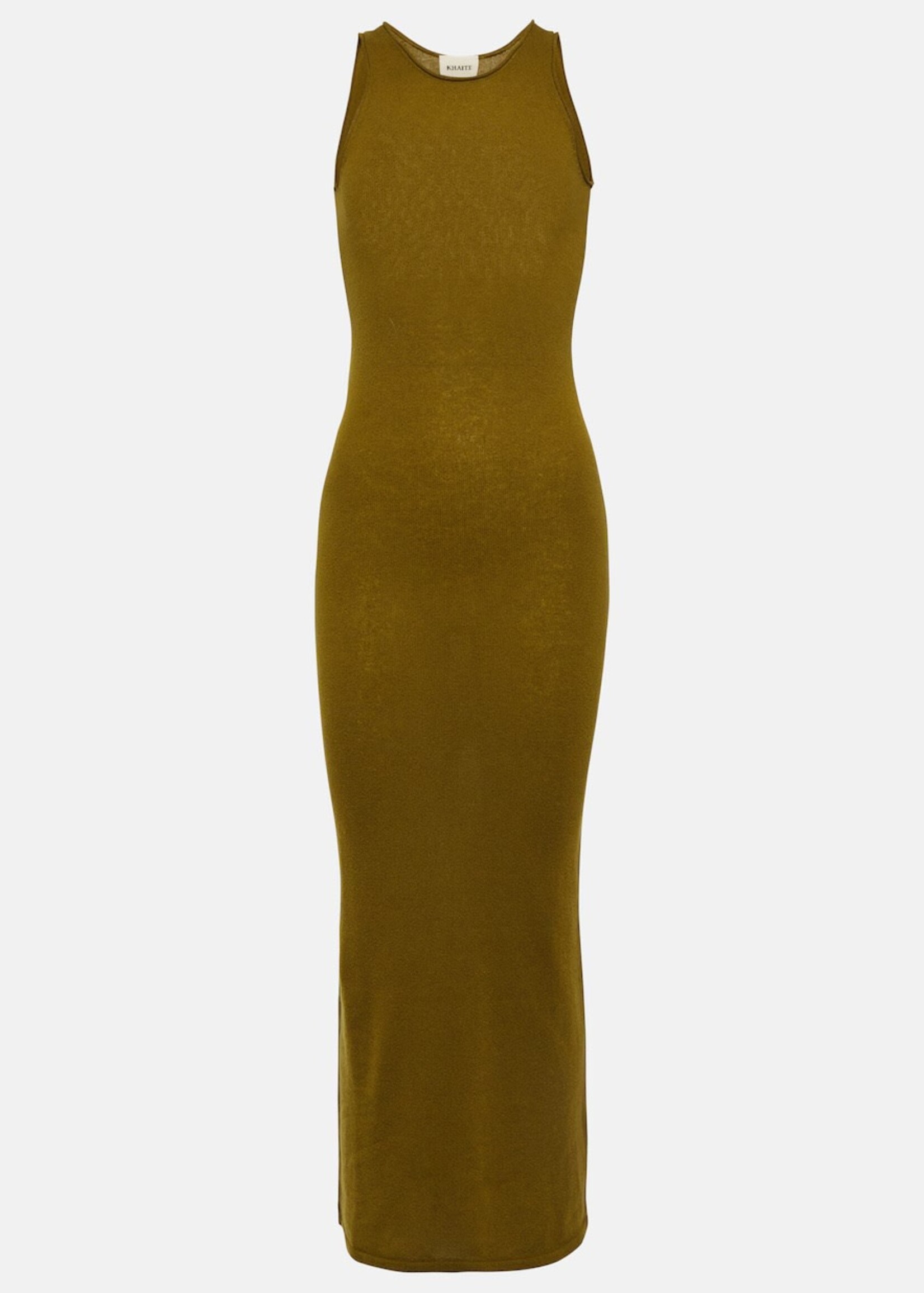 Khaite Khaite Dress, Green, Jaime Cashmere Crew Neck Sleeveless Long Dress In Avocado