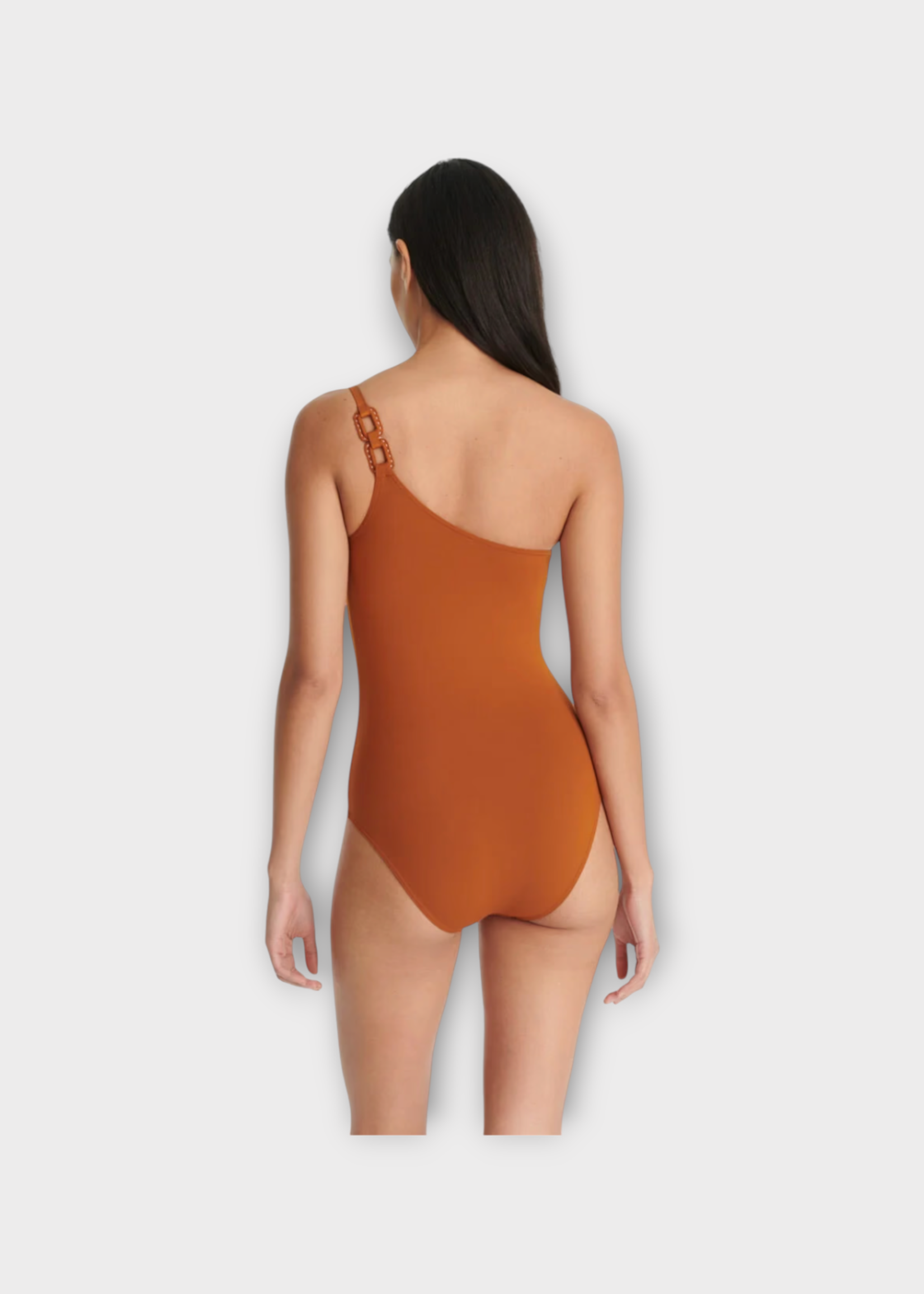 Eres Eres Swimwear, Brown, Plaisance One Shoulder One Piece Swimsuit In Ecorce