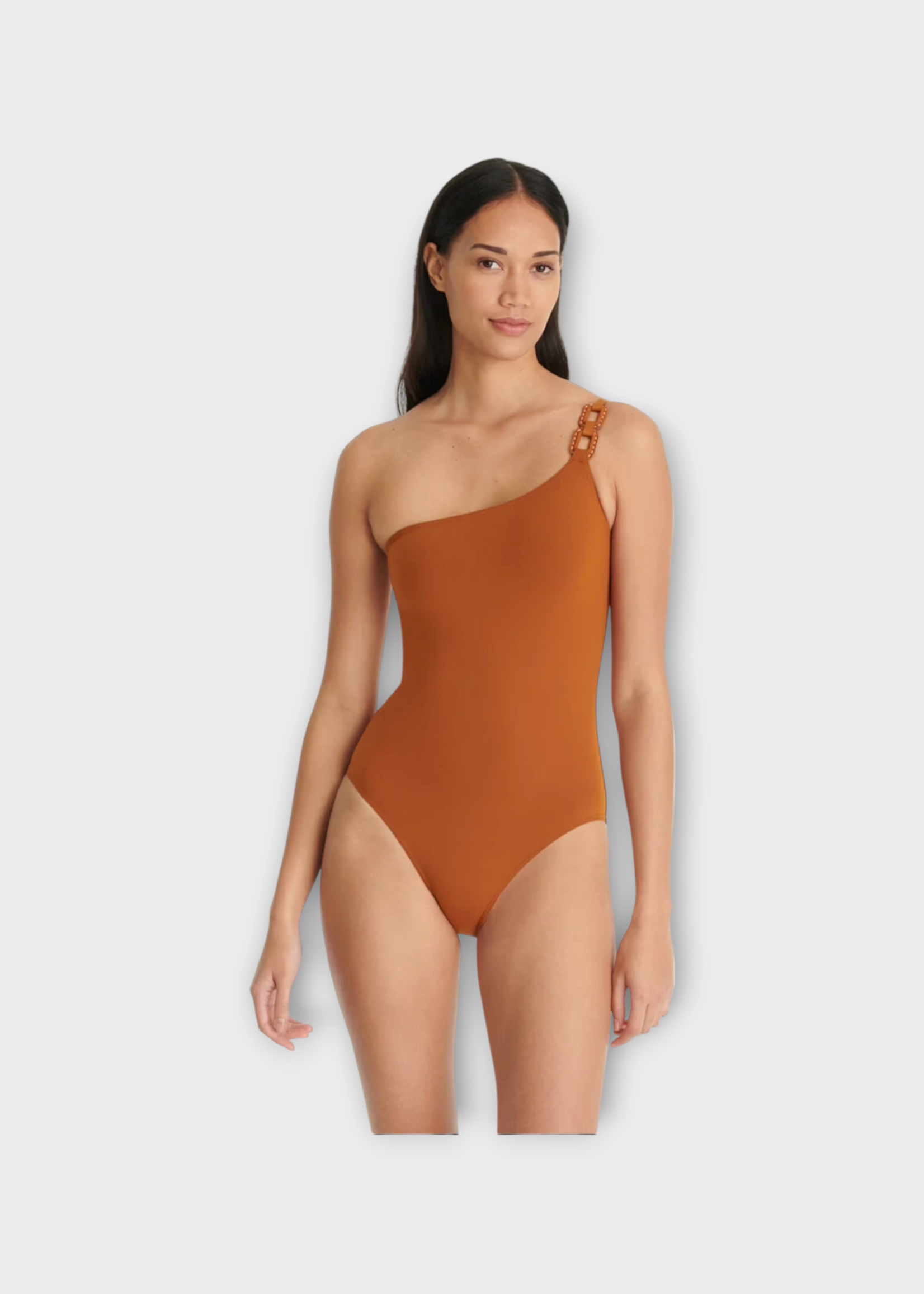 Eres Eres Swimwear, Brown, Plaisance One Shoulder One Piece Swimsuit In Ecorce