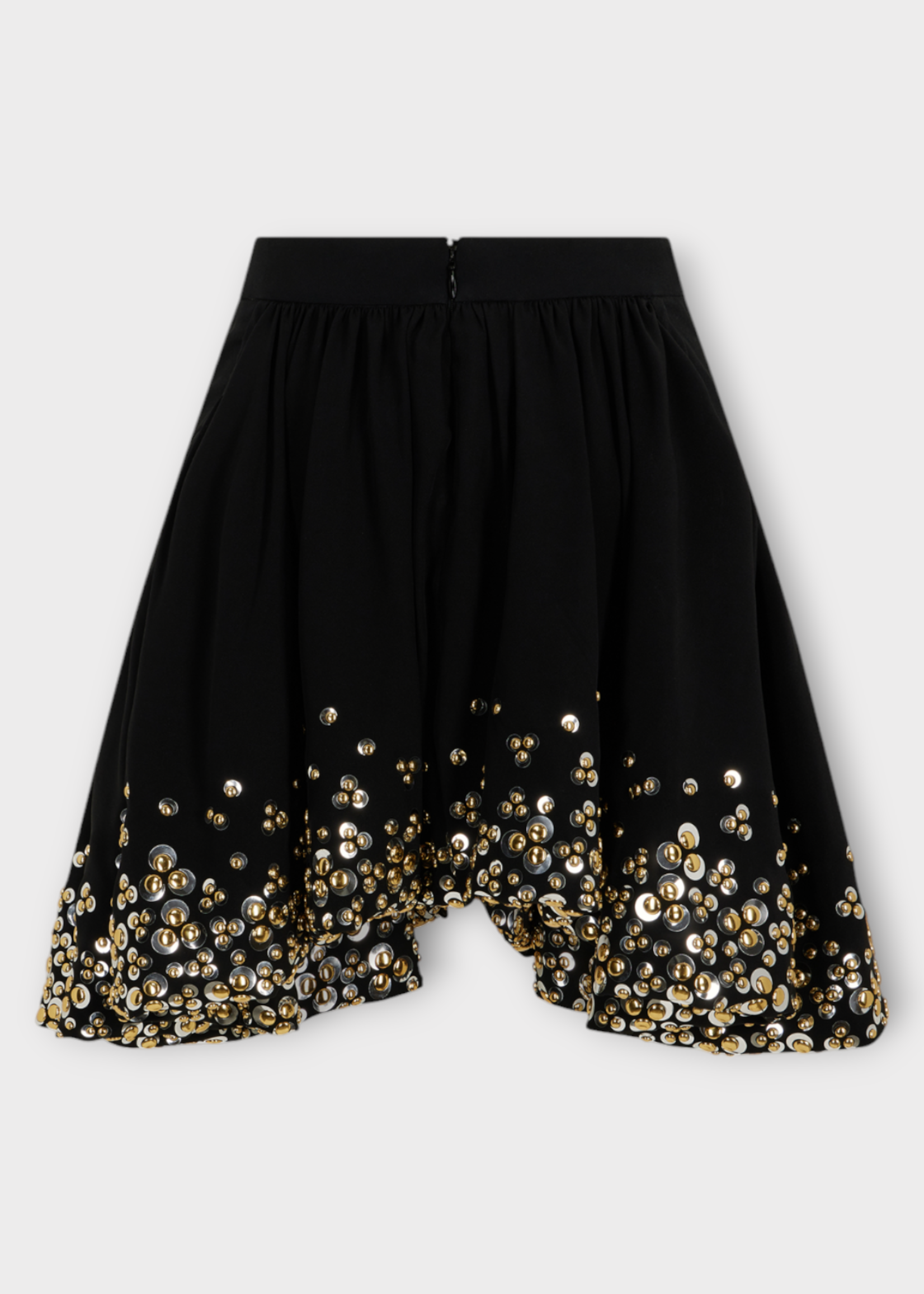 Rabanne Rabanne Skirt, Black, Ruffled Asymmetric Skirt w/ Gold & Silver Studs #18
