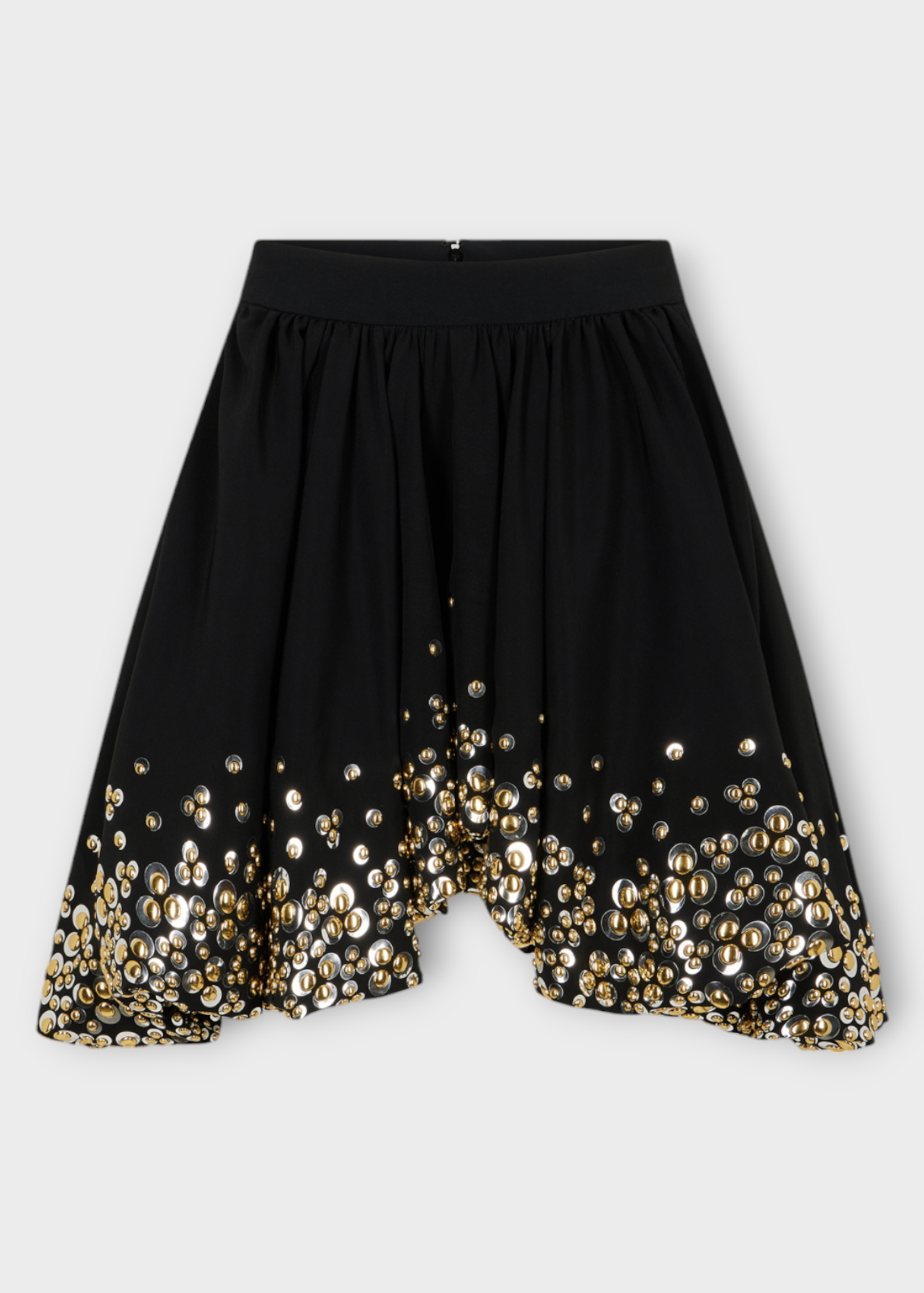 Rabanne Rabanne Skirt, Black, Ruffled Asymmetric Skirt w/ Gold & Silver Studs #18