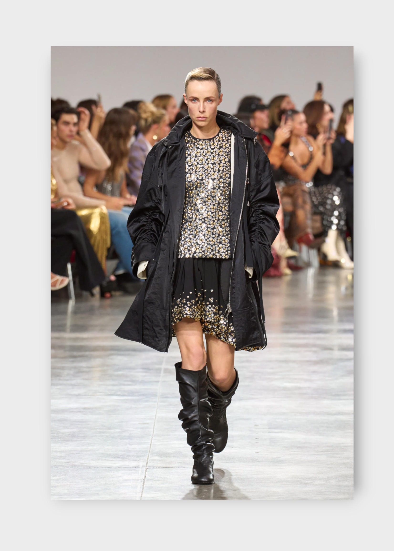 Rabanne Rabanne Skirt, Black, Ruffled Asymmetric Skirt w/ Gold & Silver Studs #18