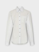 Rabanne Rabanne Shirt, Multi, Cotton Chest Pocket Stripe Shirt In Baby Blue & White #28