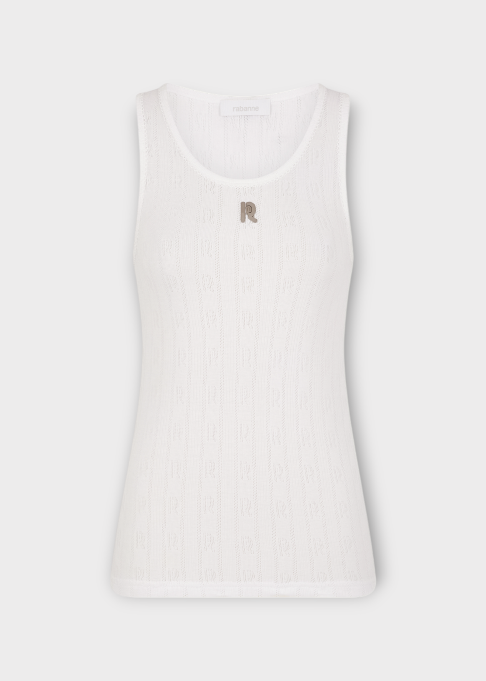 Rabanne Rabanne Top, White, Cotton Light Embroidered Tank Top