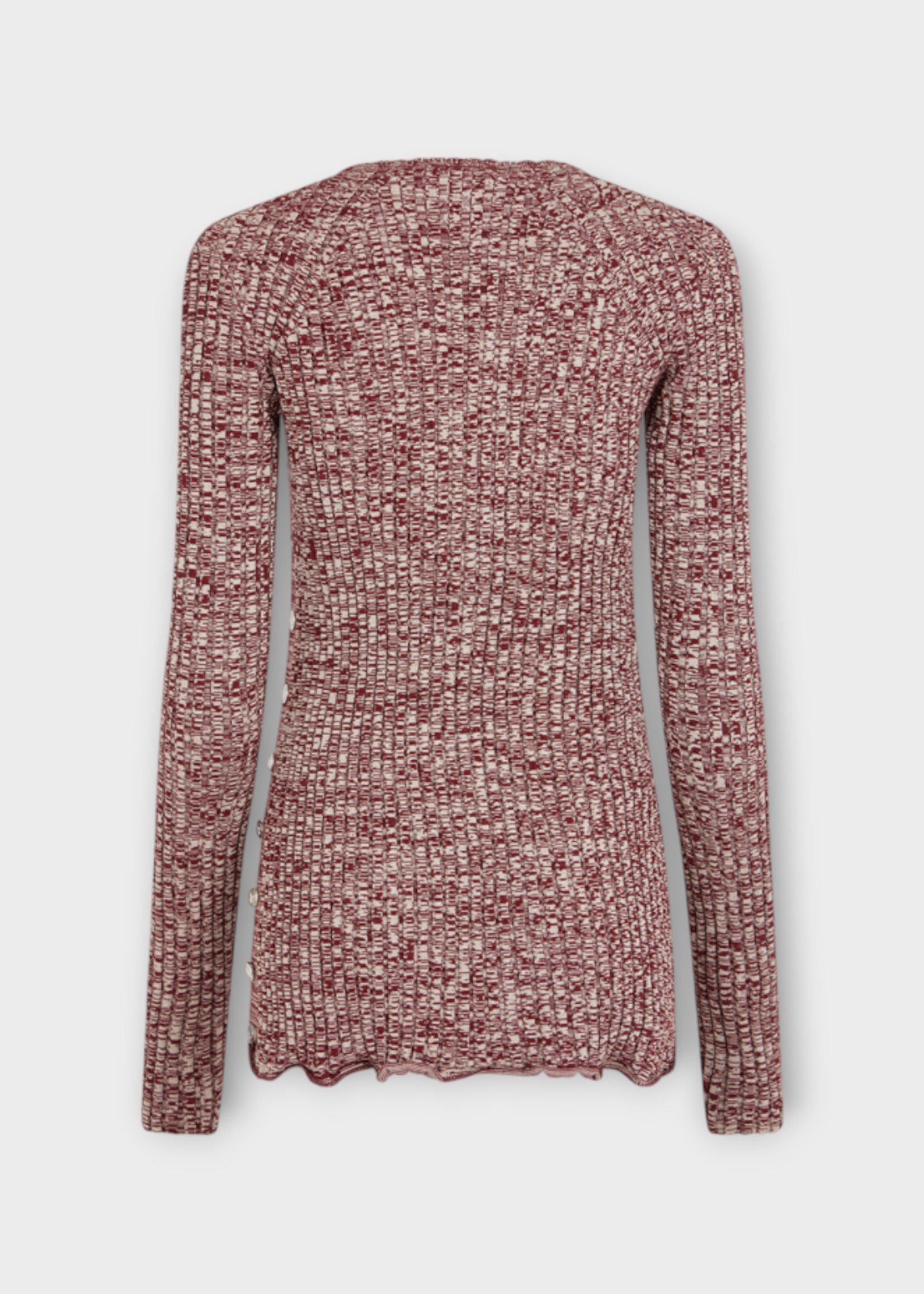 Rabanne Rabanne Knitwear, Multi, 3D Stripe Ribbed Knitwear In Melange Burgundy & Ecru