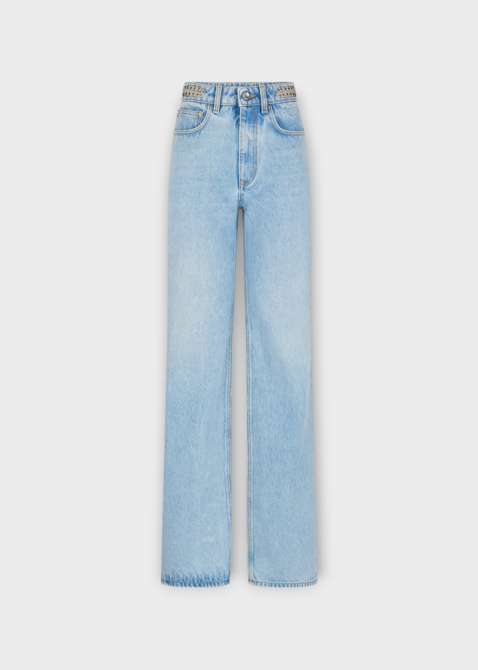 Rabanne Rabanne Jeans, Blue, Cotton Denim Classic Straight Leg Pants In Light Blue Denim