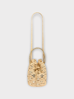 Rabanne Rabanne Bag, Beige, Raphia Pattern 69 Chips Bucket Bag In Natural & Light Gold
