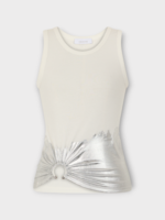 Rabanne Rabanne Top, Multi, Cotton Tank Top Tee Shirt In White & Silver w/ Ring Application