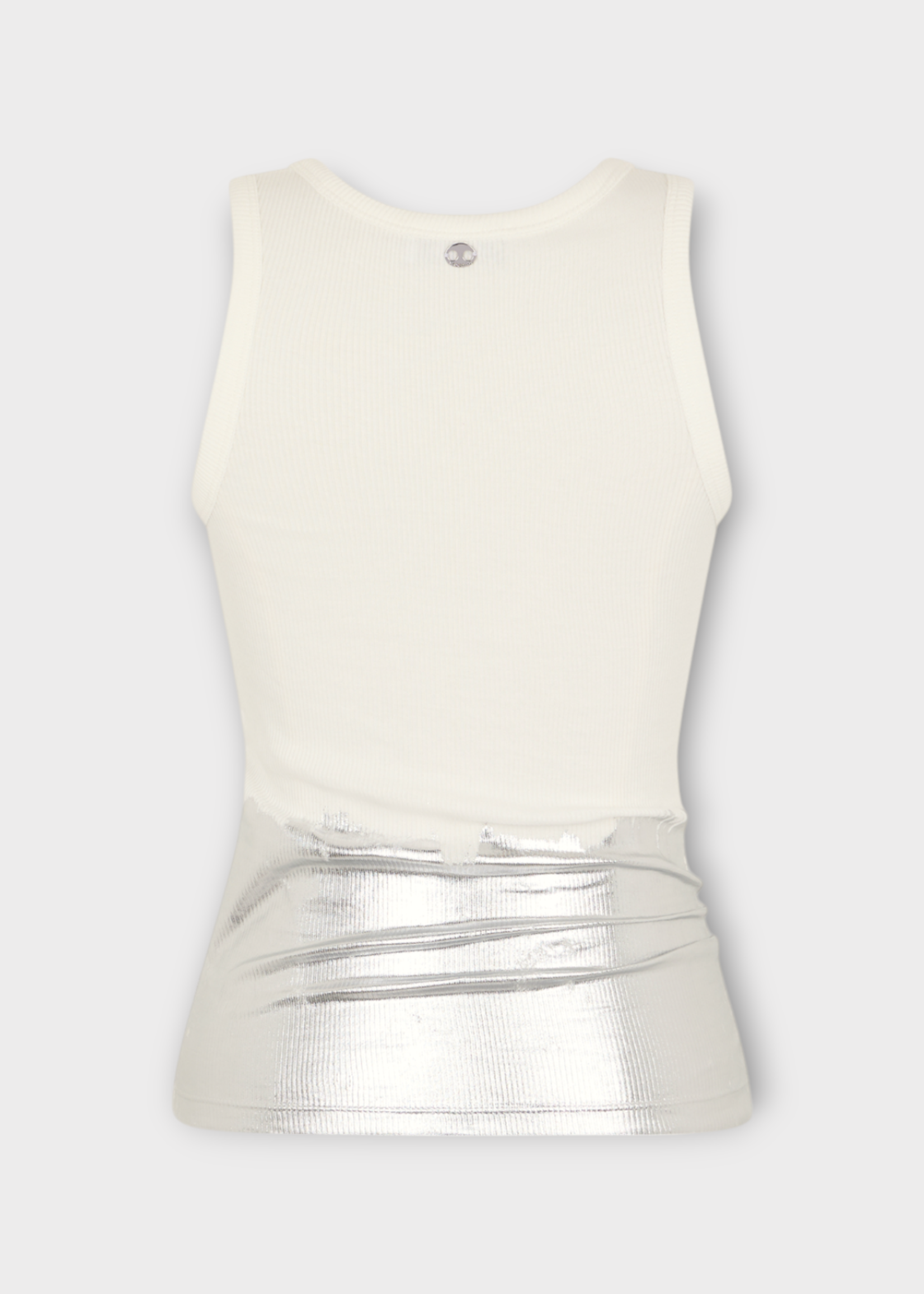 Rabanne Rabanne Top, Multi, Cotton Tank Top Tee Shirt In White & Silver w/ Ring Application