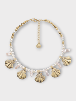 Goossens Goossens Necklace, Multi, Circe Shells 24K Gold Pleated Necklace In White Pearl & Yellow Gold