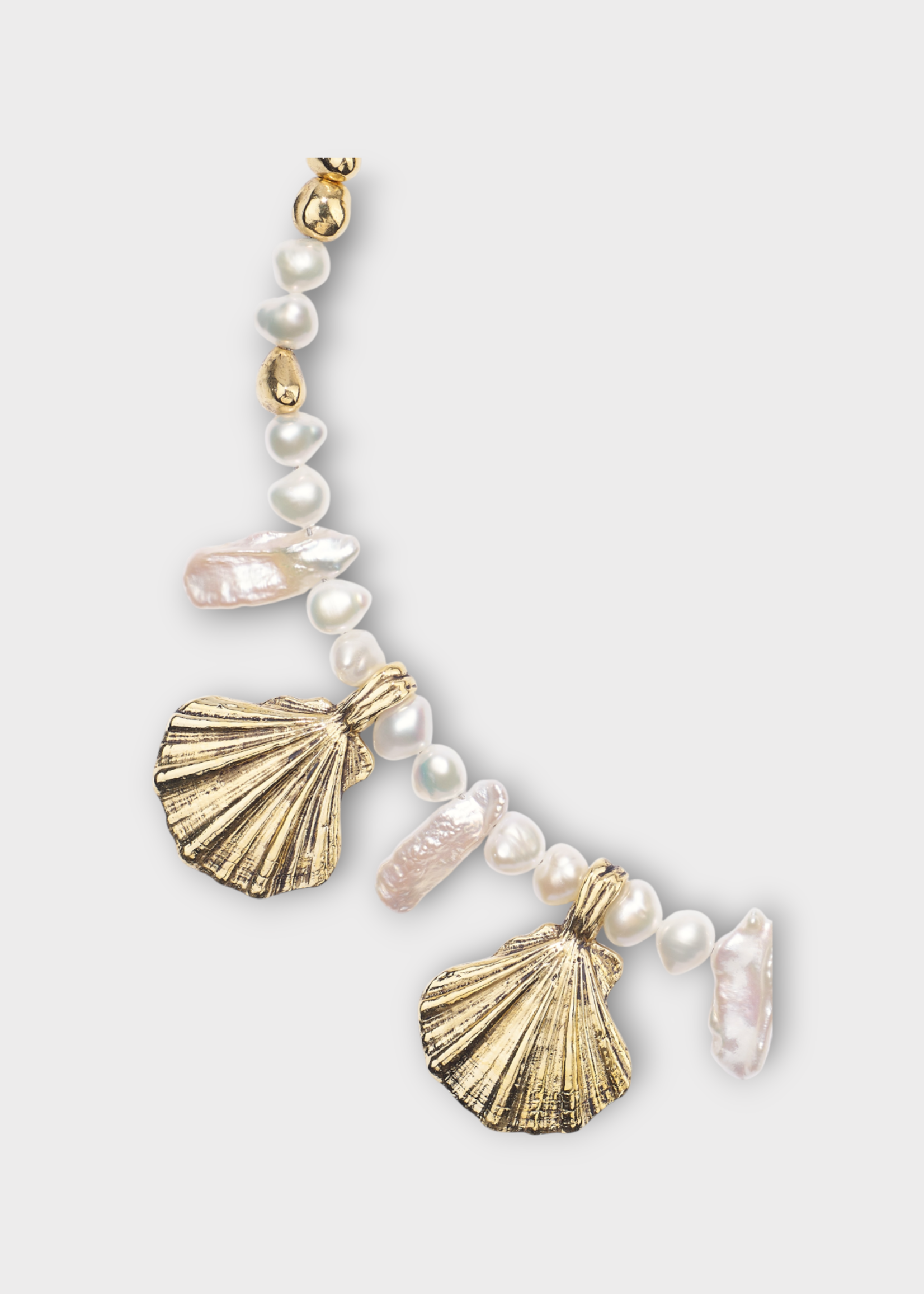 Goossens Goossens Necklace, Multi, Circe Shells 24K Gold Pleated Necklace In White Pearl & Yellow Gold