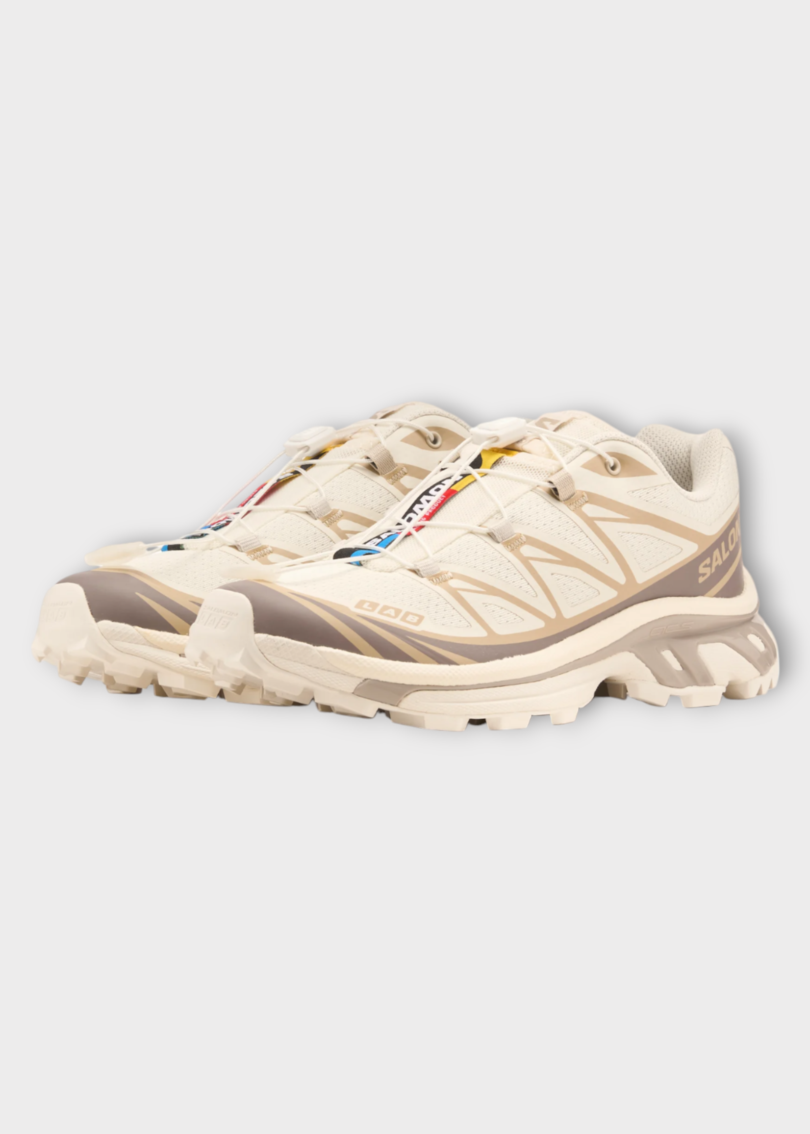 Salomon Salomon Sneakers, Beige, Xt 6 Goretex Sneakers In Vanilla Ice, Iron & Etherea w/ Drawstring Lace
