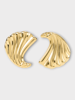 Destree Destree Earrings, Gold, Sonia Sculptured Croissant Stud Earrings in Gold