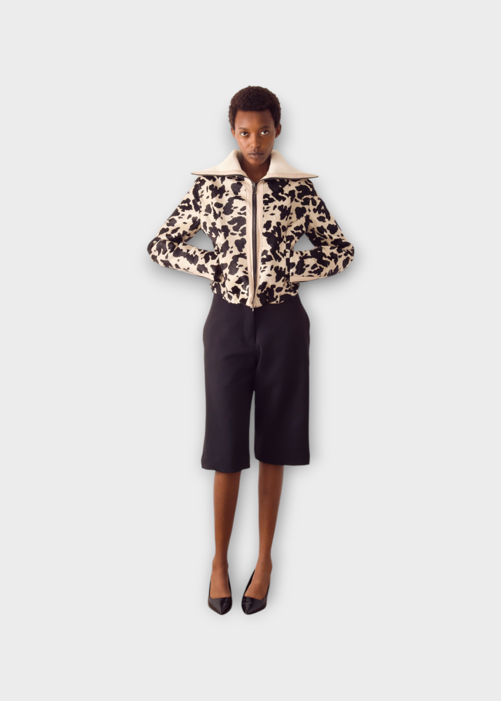 S.S.Daley S.S. Daley Jacket, Print, Evelyn Ponyskin Hair On Hide Zip Up Cropped Jacket w/ Calf Leather Trims #20