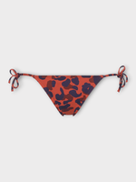 Eres Eres Swimwear, Print, Cauri Thin Bikini Briefs Bottom In Navy Blue & Brown w/ Imp Coquillag Ete Indien Print