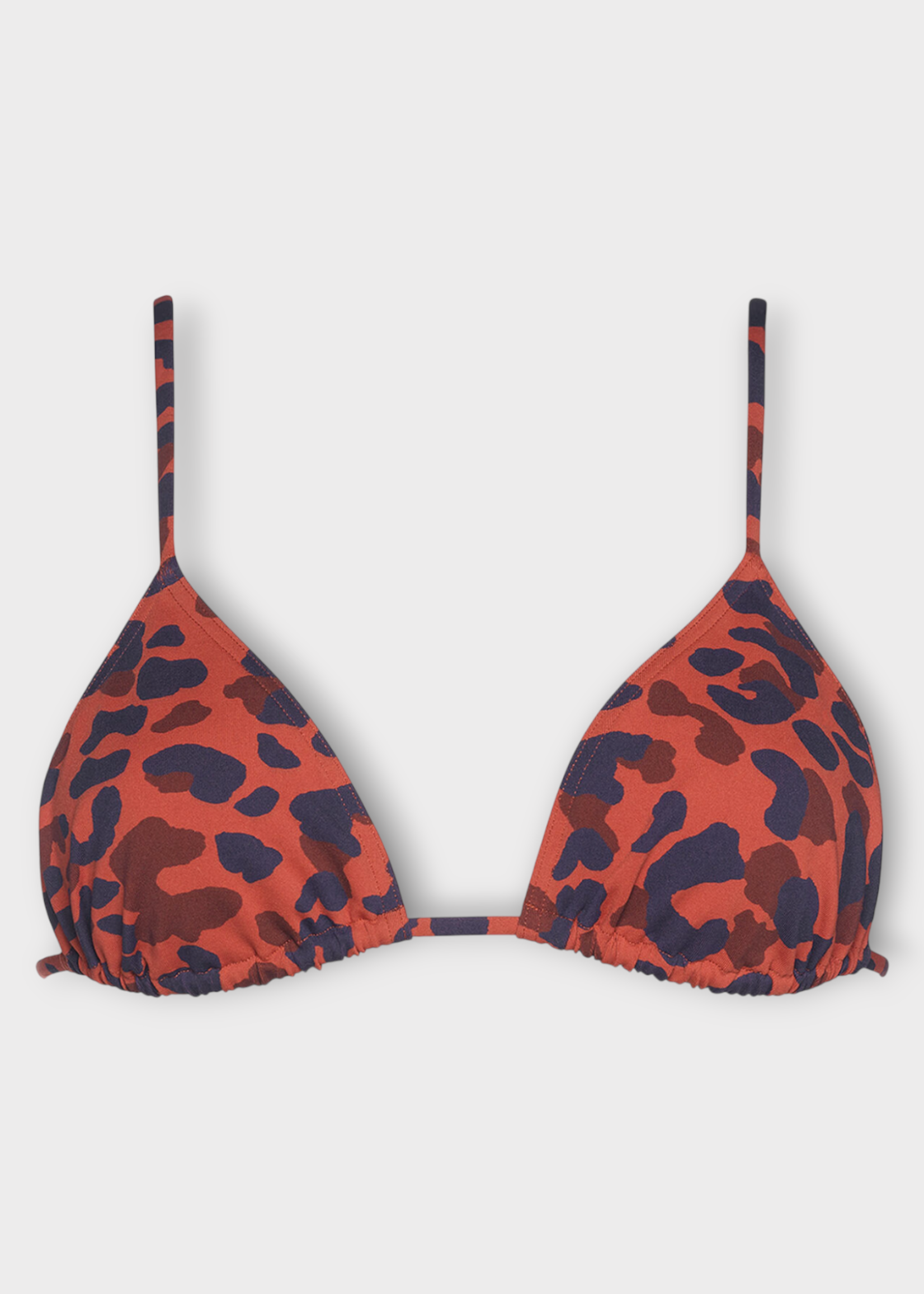 Eres Eres Swimwear, Print, Cyprae Small Triangle Bikini In Navy Blue & Brown w/ Imp Coquillag Ete Indien Print
