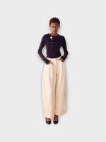 S.S.Daley S.S. Daley Top, Black, Aker Aysmetric Buttons Long Sleeve T-Shirt In Black Sheer Wool Jersey #19