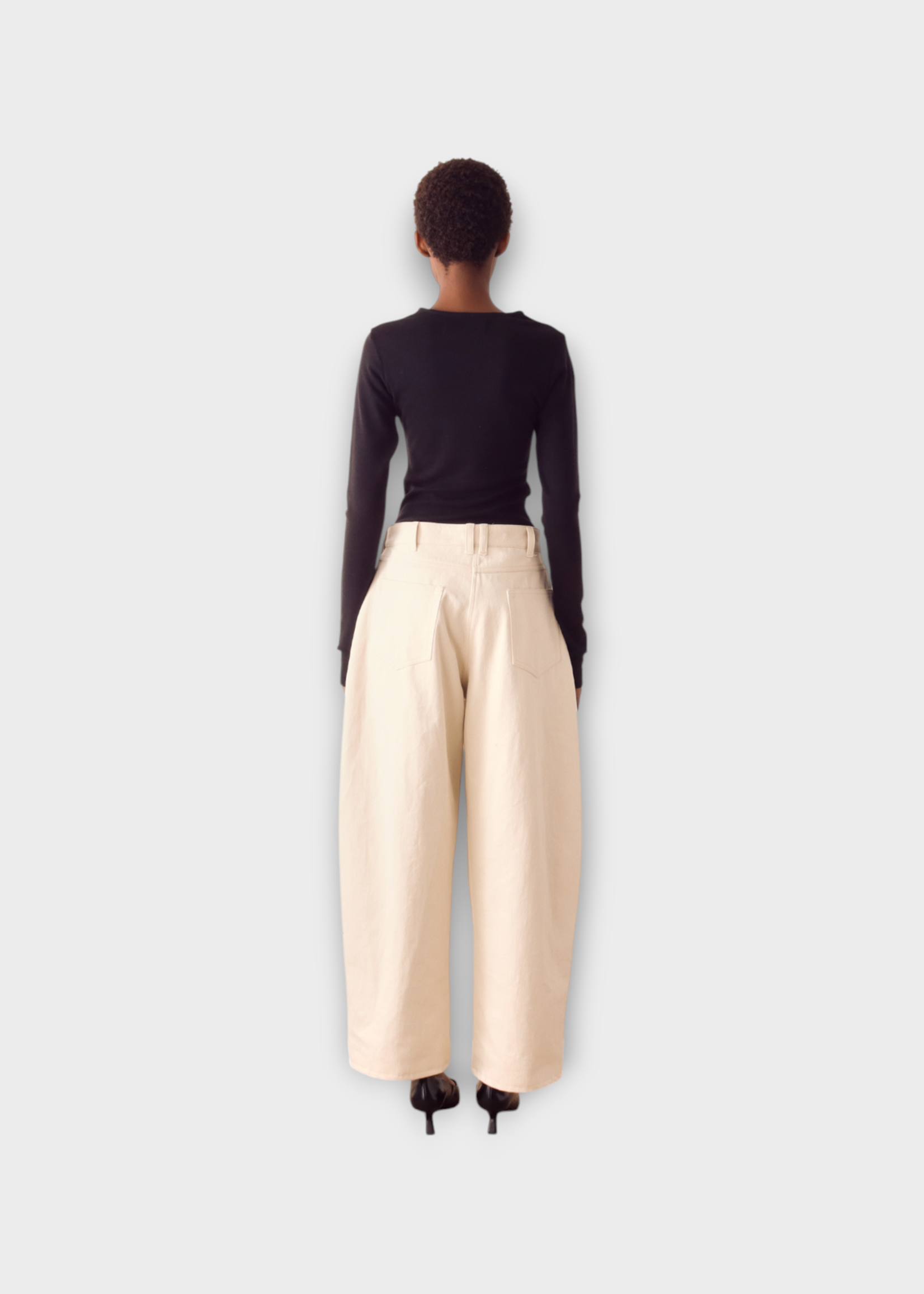 S.S.Daley S.S. Daley Top, Black, Aker Aysmetric Buttons Long Sleeve T-Shirt In Black Sheer Wool Jersey #19